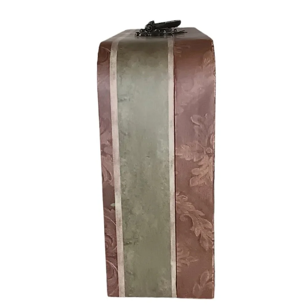Cynthia Coulter Faux Suitcase Paperboard Rose Storage Organizer